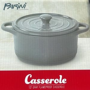 NEW in box 1QT GRAY Flameproof Casserole Cookware Dish with Lid